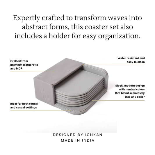 Coasters Set Of 6 | Grey | Wave