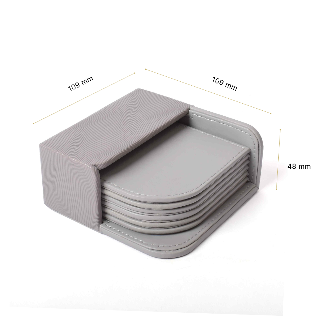 Coasters Set Of 6 | Grey | Wave