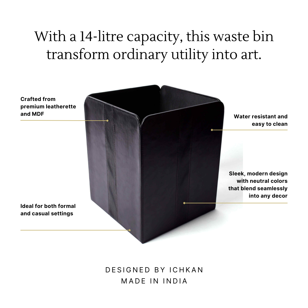 Waste Bin/Dustbin | Black | Wave