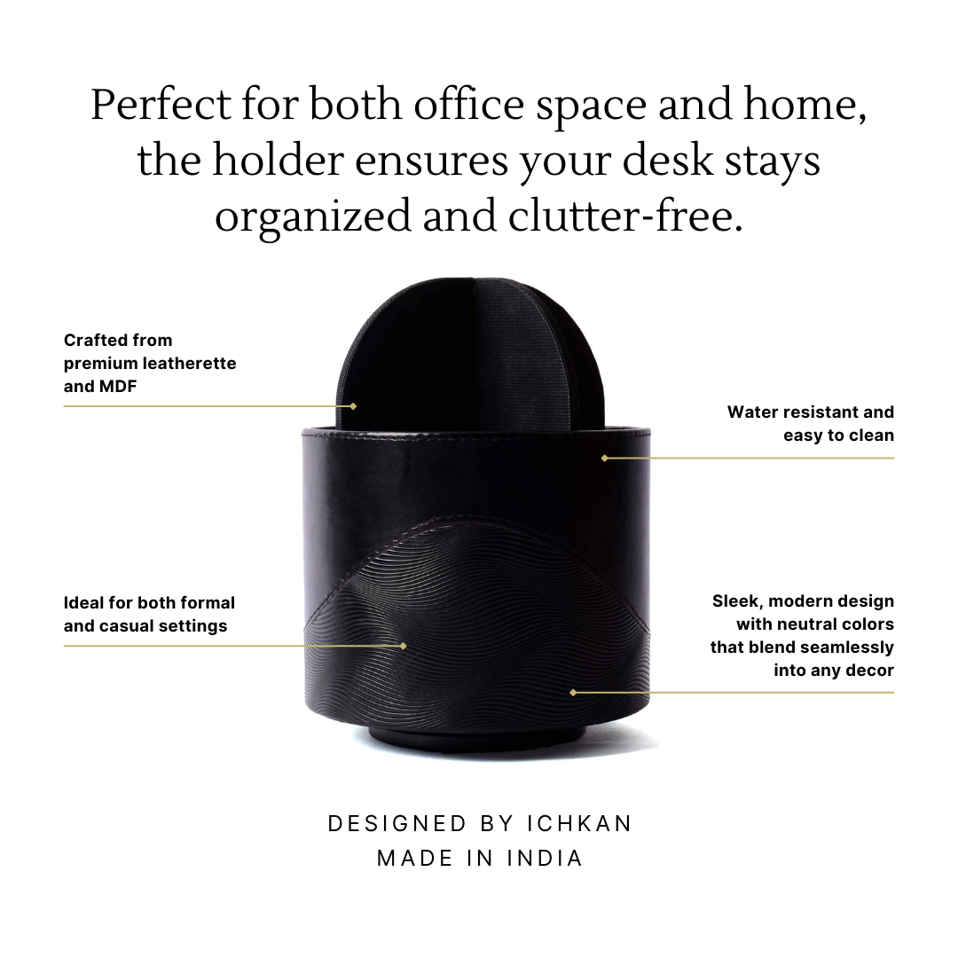 Rotating Cosmetic/Pen Holder | Black | Wave