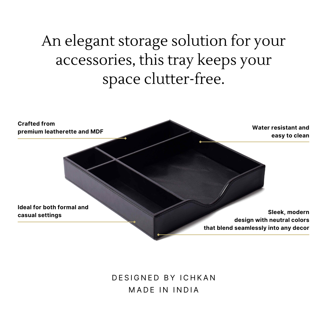 Square Tray Organizer | Black | Wave