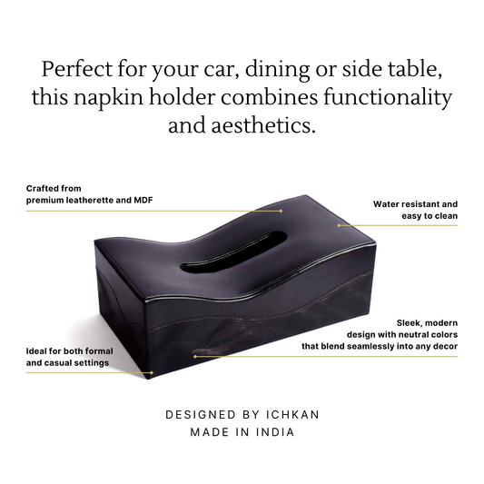 Rectangle Tissue Box | Black | Wave