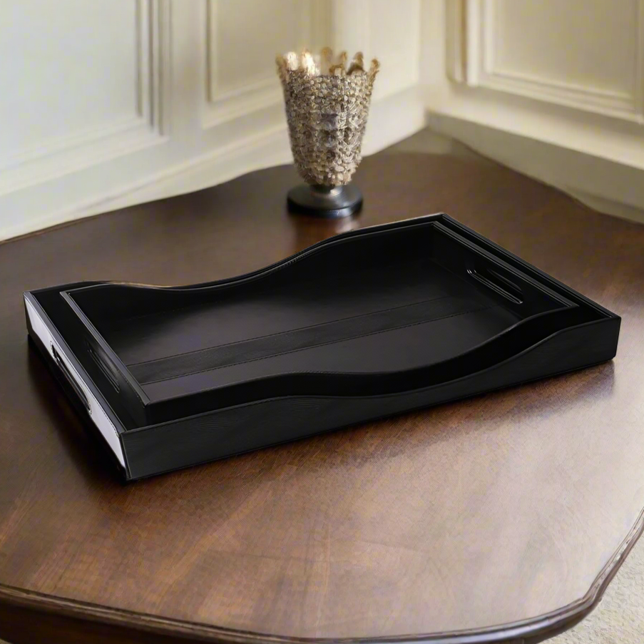 Rectangle Serving Tray Set of 2 | Black | Wave ICHKAN by Day To Day