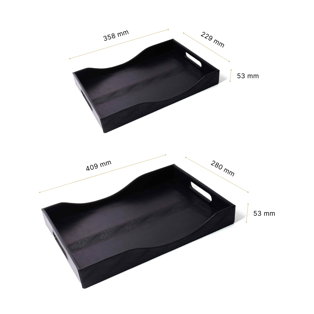 Rectangle Serving Tray Set of 2 | Black | Wave