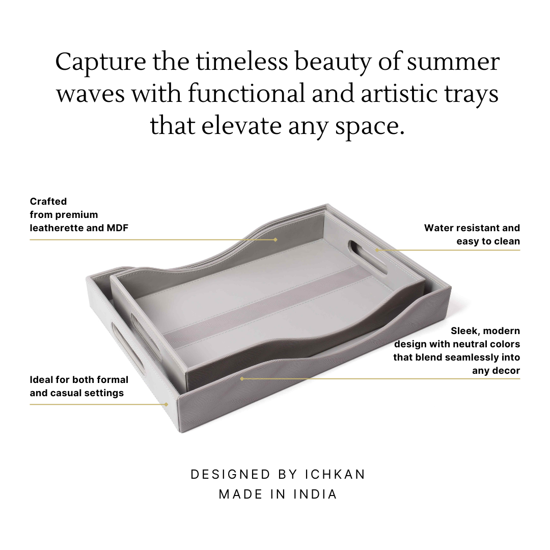 Rectangle Serving Tray Set of 2 | Grey | Wave