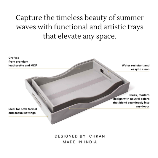 Rectangle Serving Tray Set of 2 | Grey | Wave