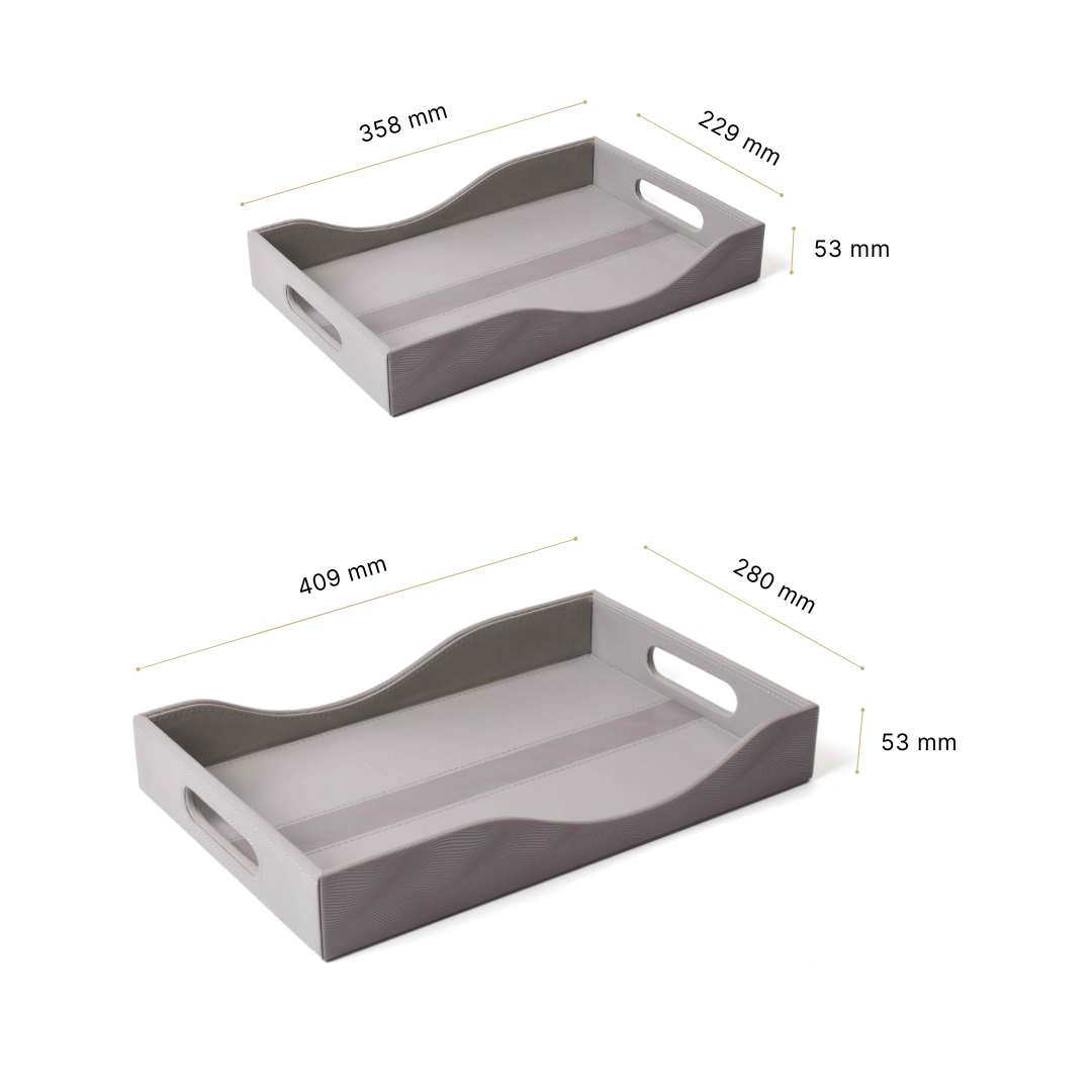 Rectangle Serving Tray Set of 2 | Grey | Wave