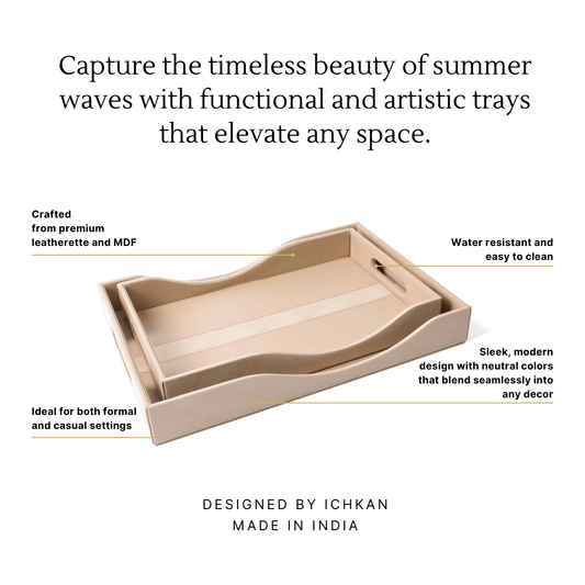 Rectangle Serving Tray Set of 2 | Beige | Wave