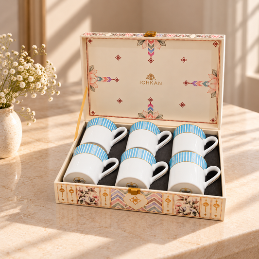 Gift Hamper | Fete Mugs Set of 6 | Stripe Blue ICHKAN by Day To Day