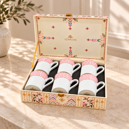 Gift Hamper | Fete Mugs Set of 6 | Stripe Pink ICHKAN by Day To Day