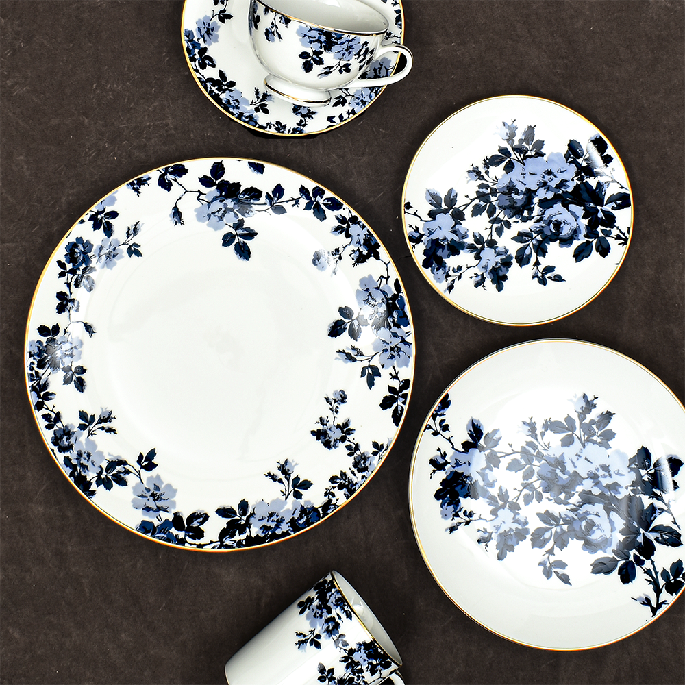 27 pc Dinner set | Blue | Zeneta Leaves ICHKAN