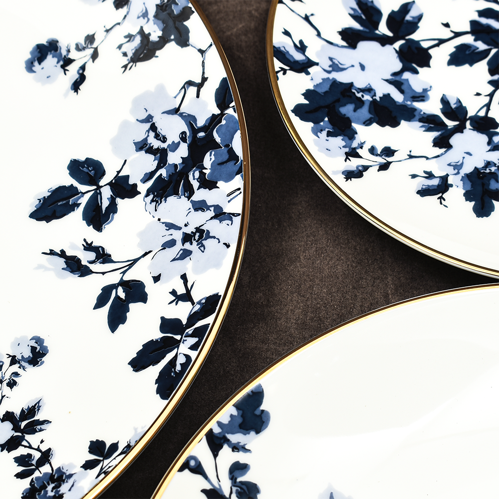 27 pc Dinner set | Blue | Zeneta Leaves ICHKAN