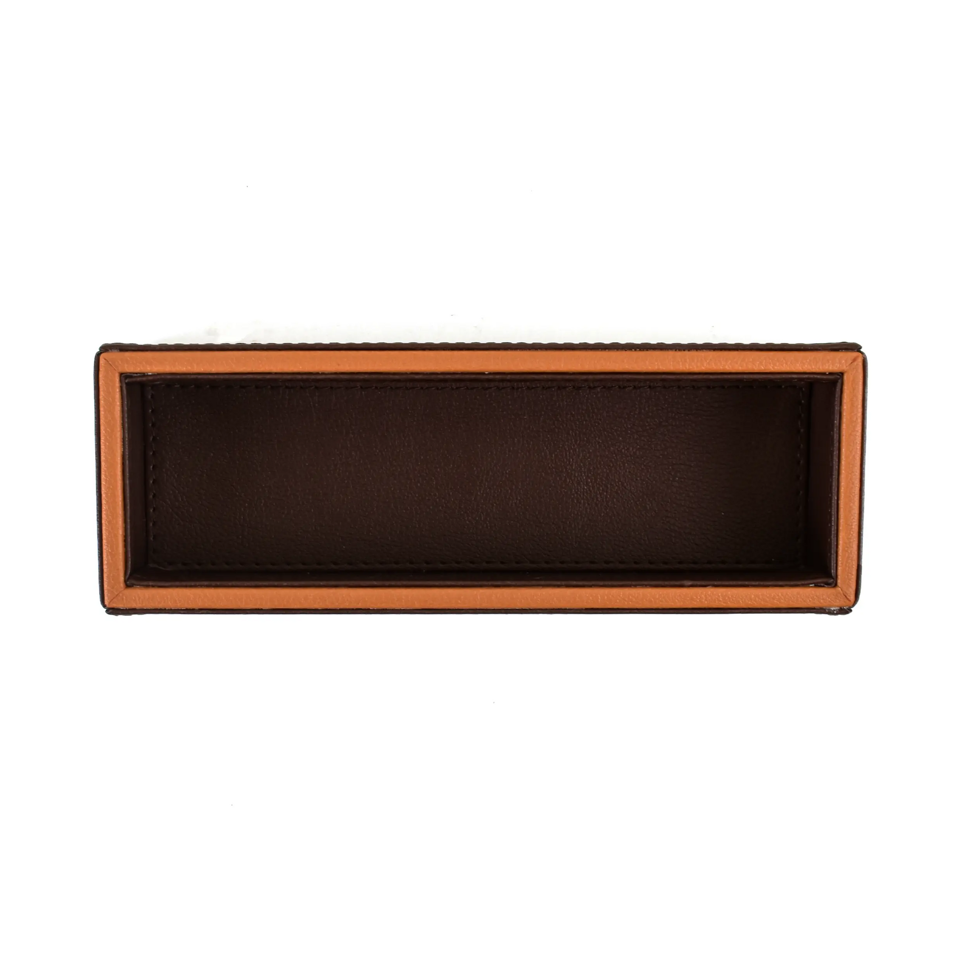 Leatherette Rectangle Long Cutlery Tray | Dark Brown | Axis 2.0 ICHKAN