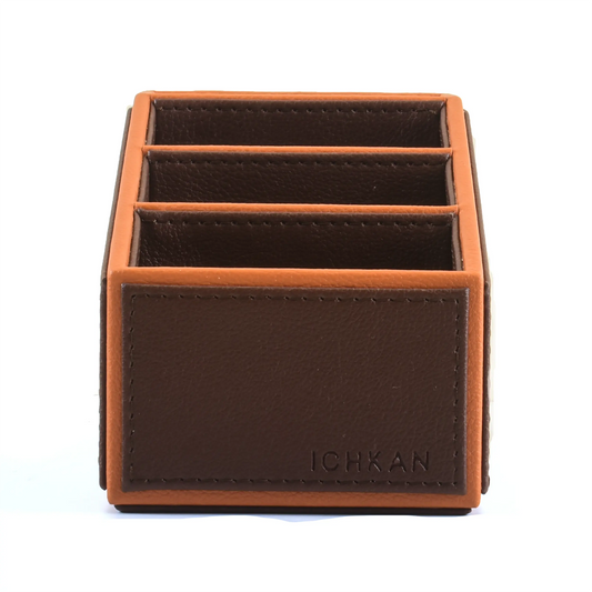 Leatherette Desk/Remote Organiser | Dark Brown | Axis 2.0 ICHKAN