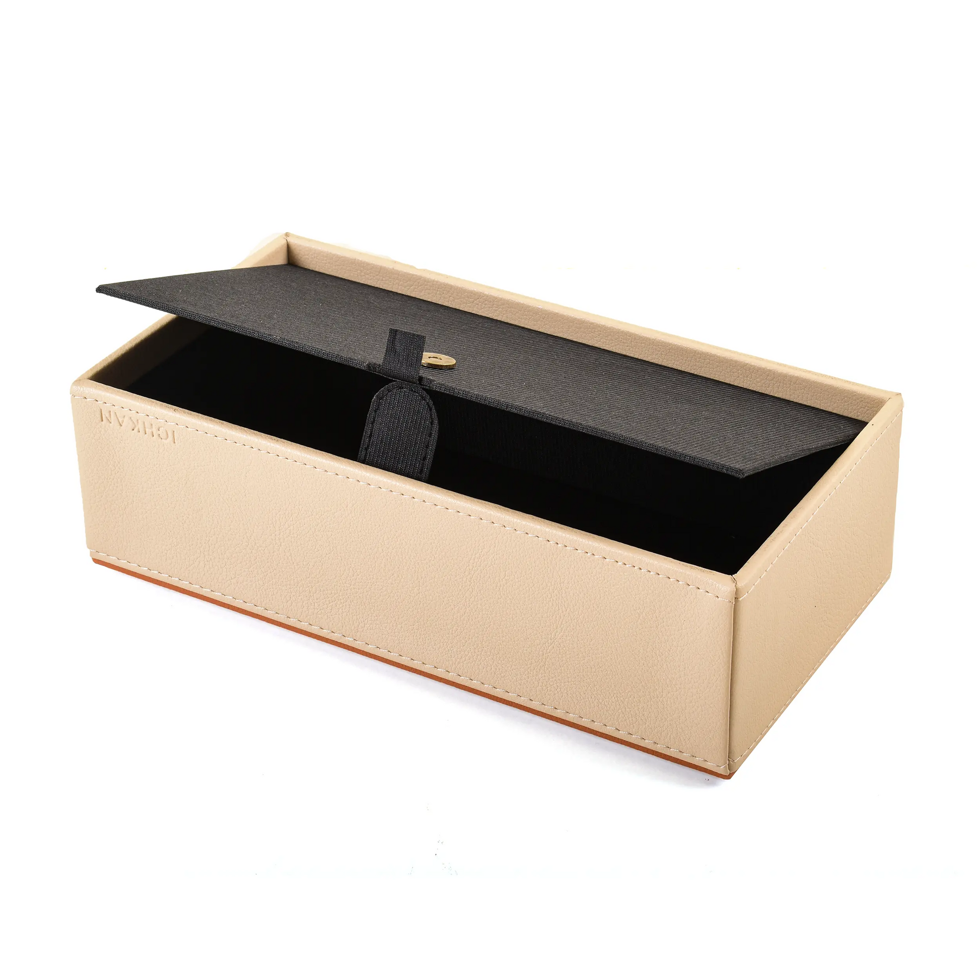 Leatherette Rectangle Tissue Box Holder | Beige | Axis 2.0 ICHKAN
