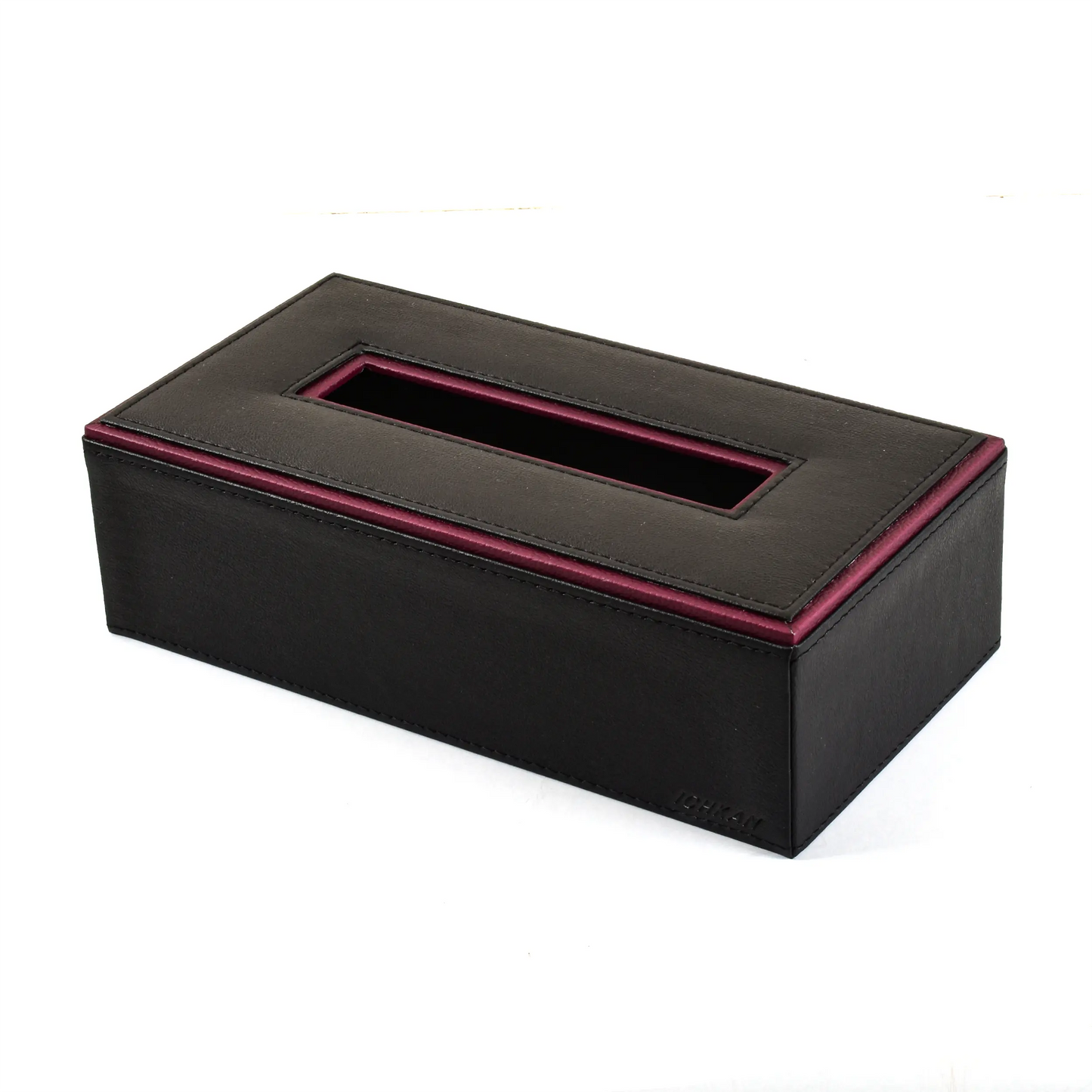 Leatherette Rectangle Tissue Box Holder | Black | Axis 2.0 ICHKAN