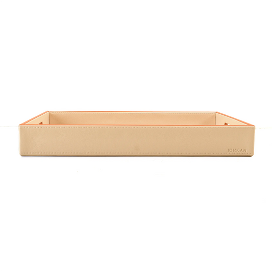 Leatherette Rectangle Serving Tray Large | Beige | Axis 2.0 ICHKAN