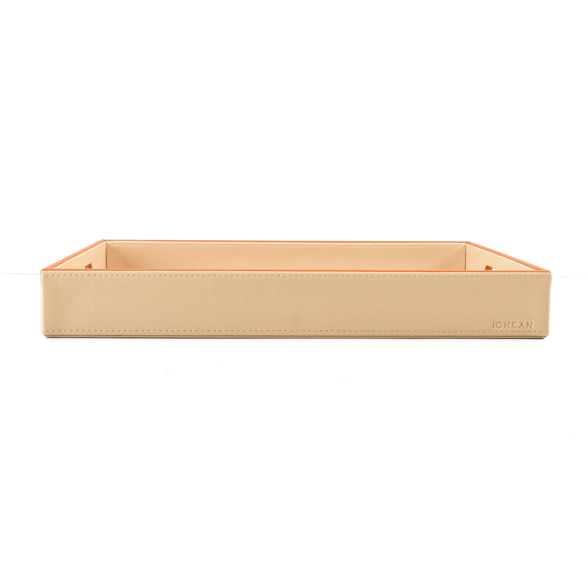 Leatherette Rectangle Serving Tray Small | Beige | Axis 2.0 ICHKAN