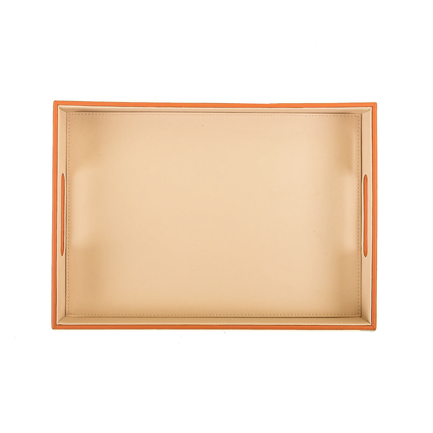 Leatherette Rectangle Serving Tray Set of 2 | Beige | Axis 2.0 ICHKAN