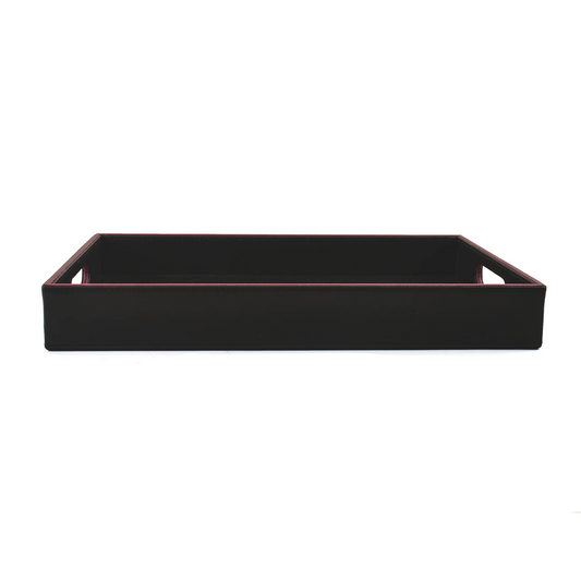 Leatherette Rectangle Serving Tray Small | Black | Axis 2.0 ICHKAN