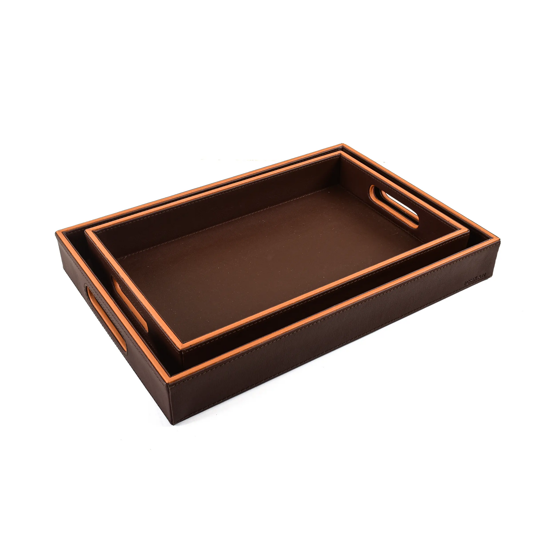 Leatherette Rectangle Serving Tray Large | Dark Brown | Axis 2.0 ICHKAN