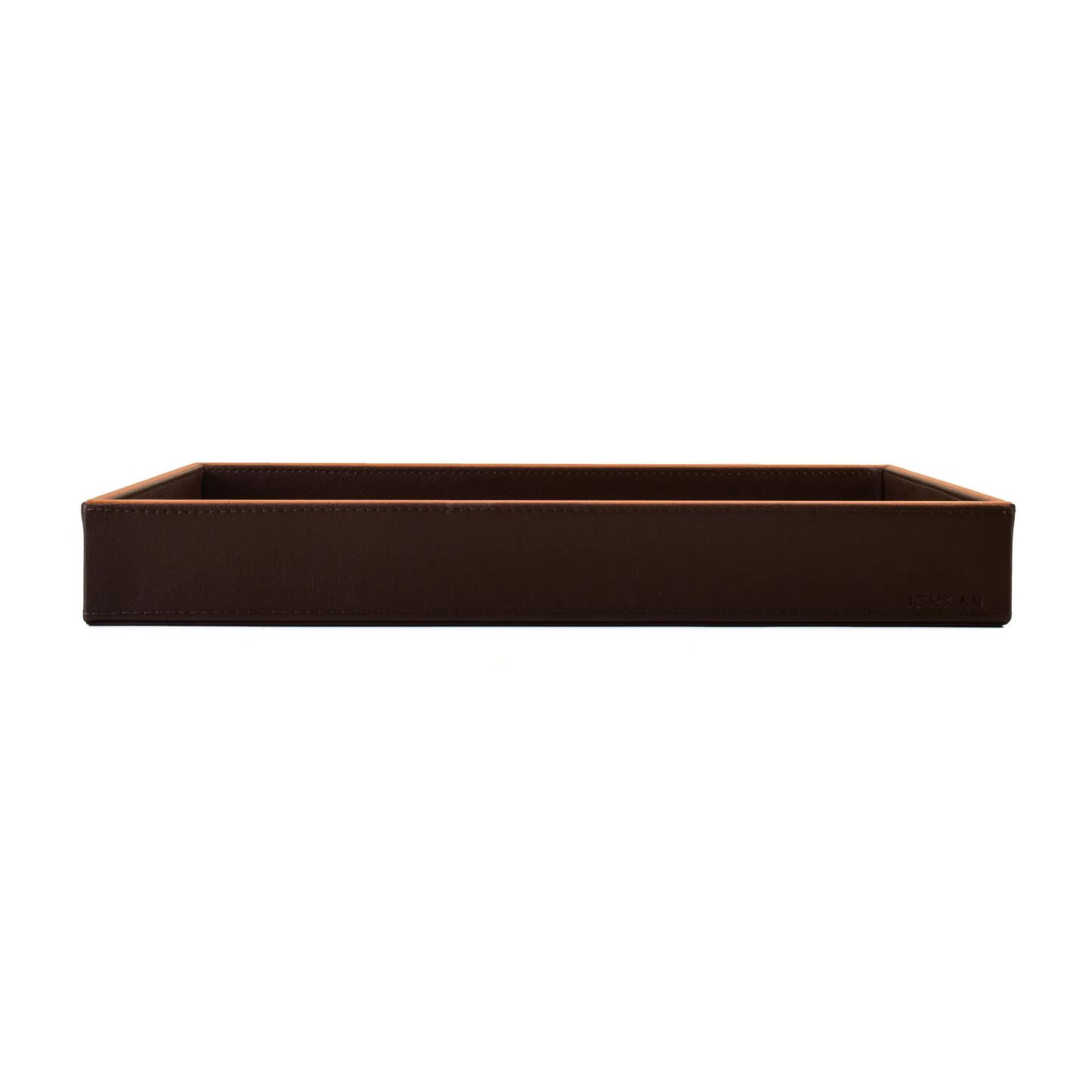 Leatherette Rectangle Serving Tray Set of 2 | Dark Brown | Axis 2.0 ICHKAN