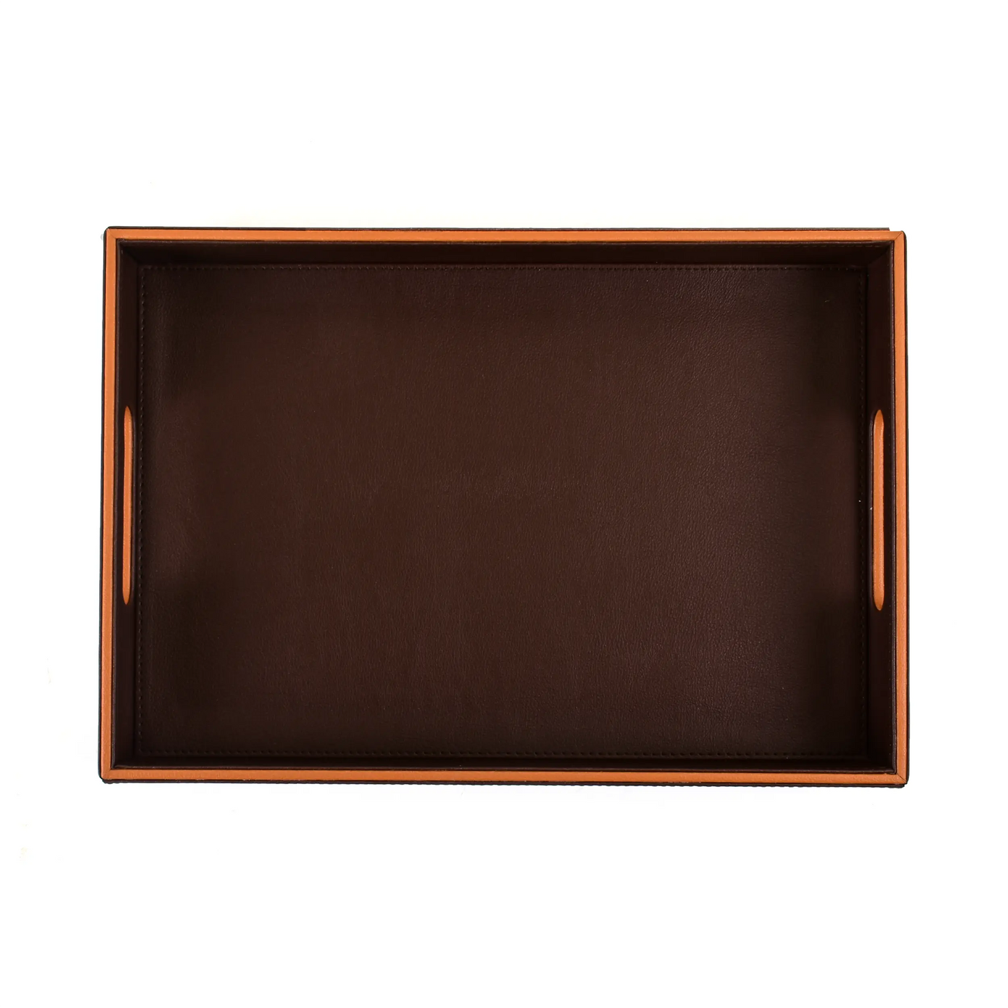 Leatherette Rectangle Serving Tray Set of 2 | Dark Brown | Axis 2.0 ICHKAN