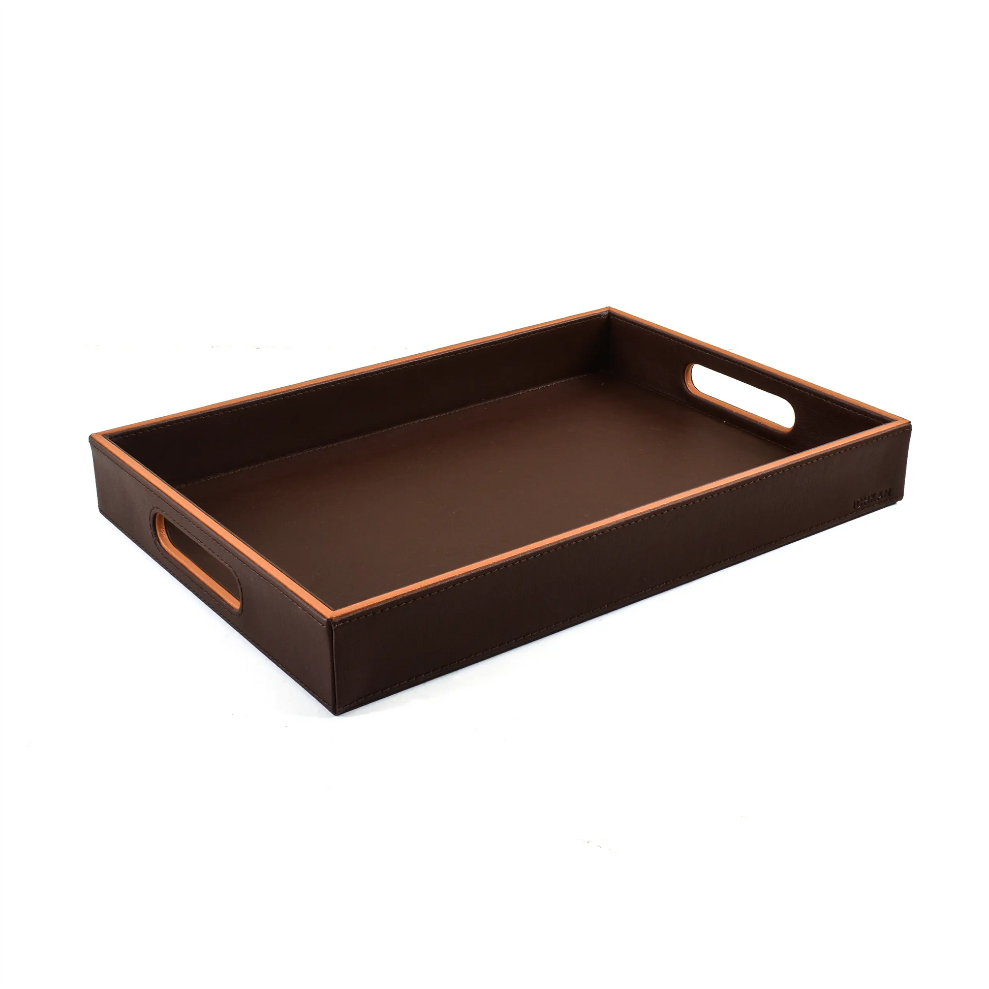 Leatherette Rectangle Serving Tray Set of 2 | Dark Brown | Axis 2.0 ICHKAN