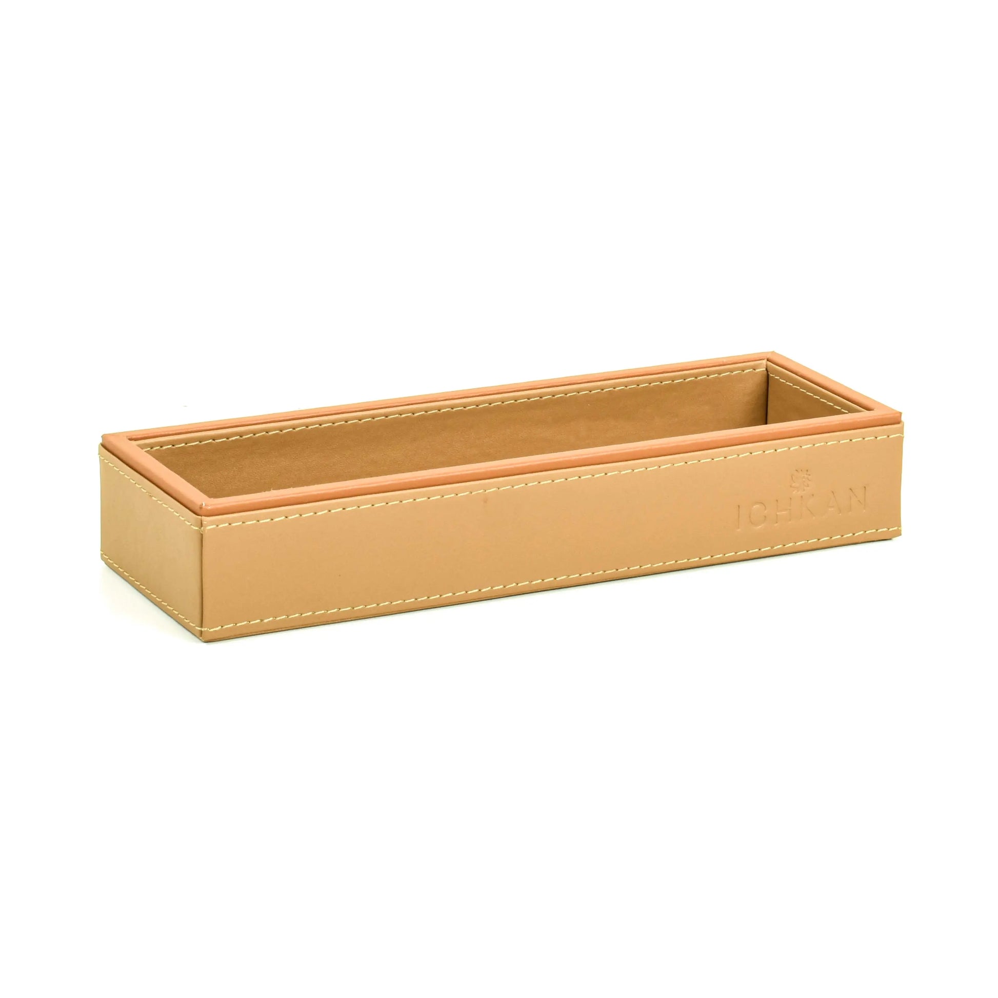 Leatherette Rectangle Long Cutlery Tray | Camel | Axis ICHKAN