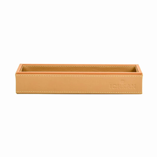 Leatherette Rectangle Long Cutlery Tray | Camel | Axis ICHKAN