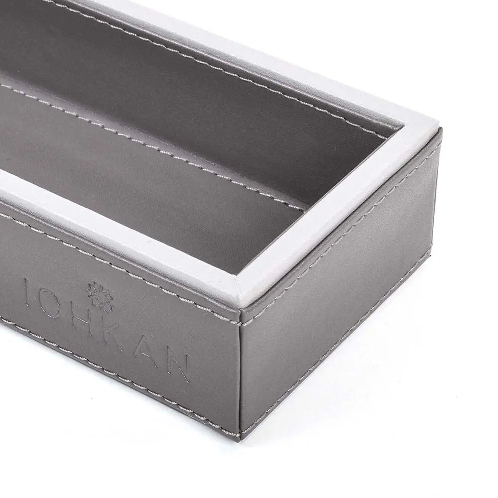 Leatherette Rectangle Long Cutlery Tray | Grey | Axis ICHKAN
