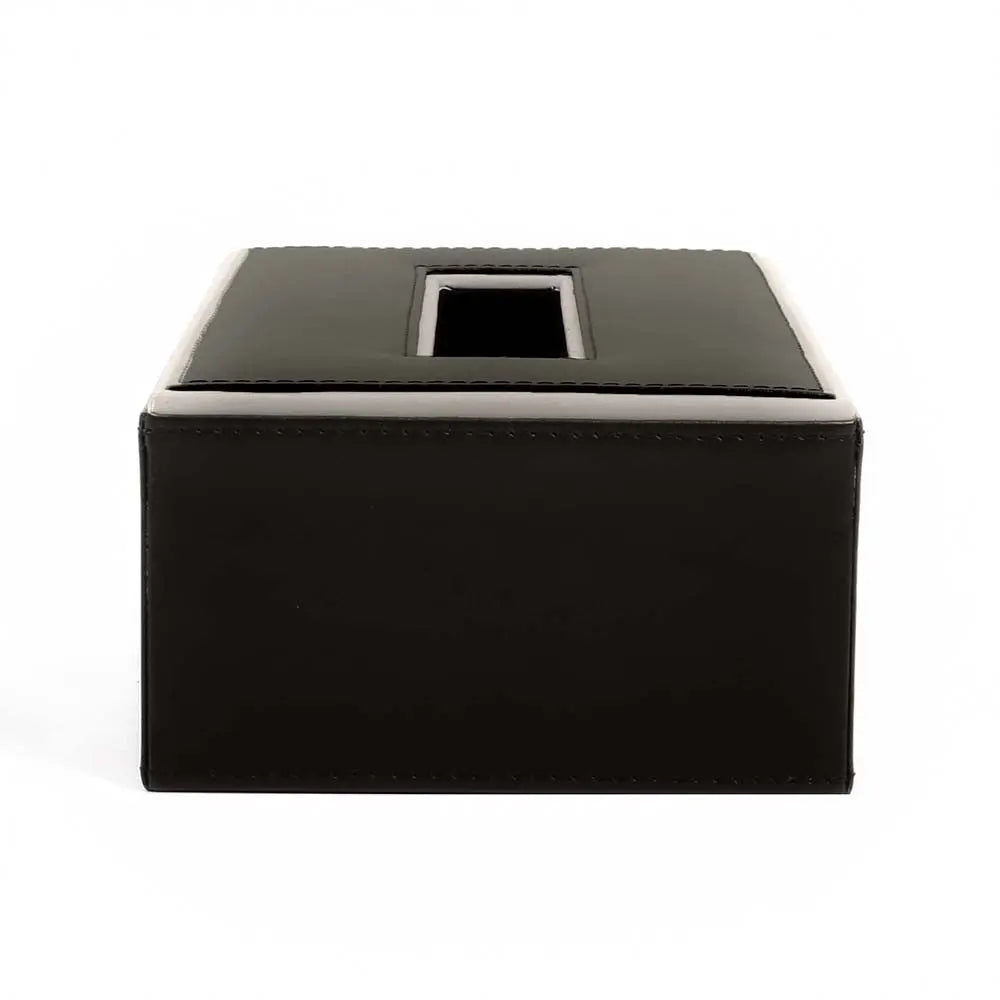 Leatherette Rectangle Tissue Box Holder | Black | Axis ICHKAN