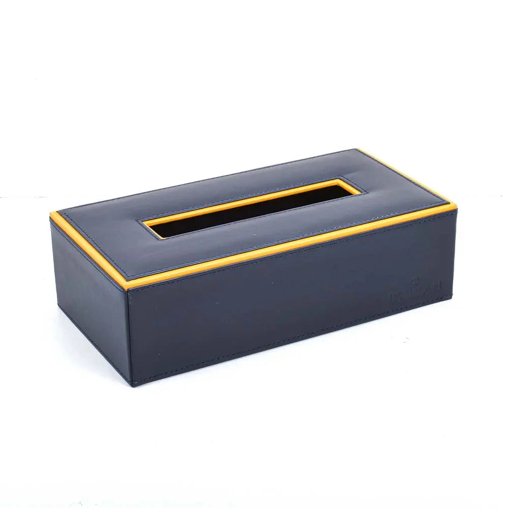 Leatherette Rectangle Tissue Box Holder | Blue | Axis ICHKAN