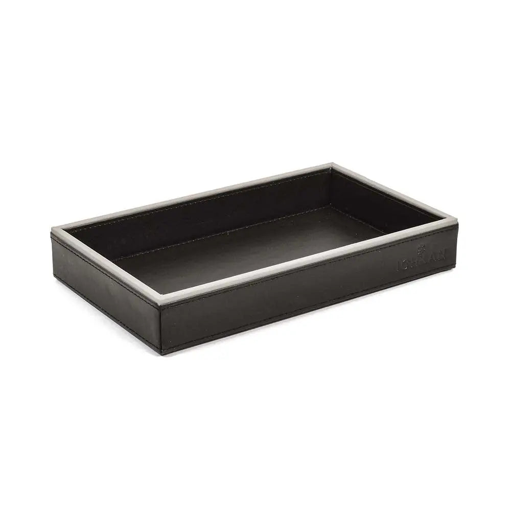 Leatherette Towel/Vanity Tray | Black | Axis ICHKAN