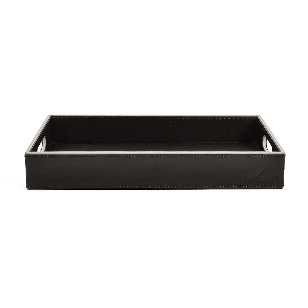 Leatherette Rectangle Serving Tray Set of 2 | Black | Axis ICHKAN