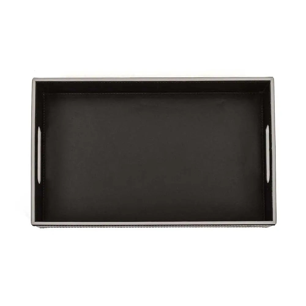 Leatherette Rectangle Serving Tray Large | Black | Axis Ichkan