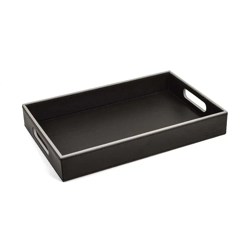 Leatherette Rectangle Serving Tray Small | Black | Axis Ichkan