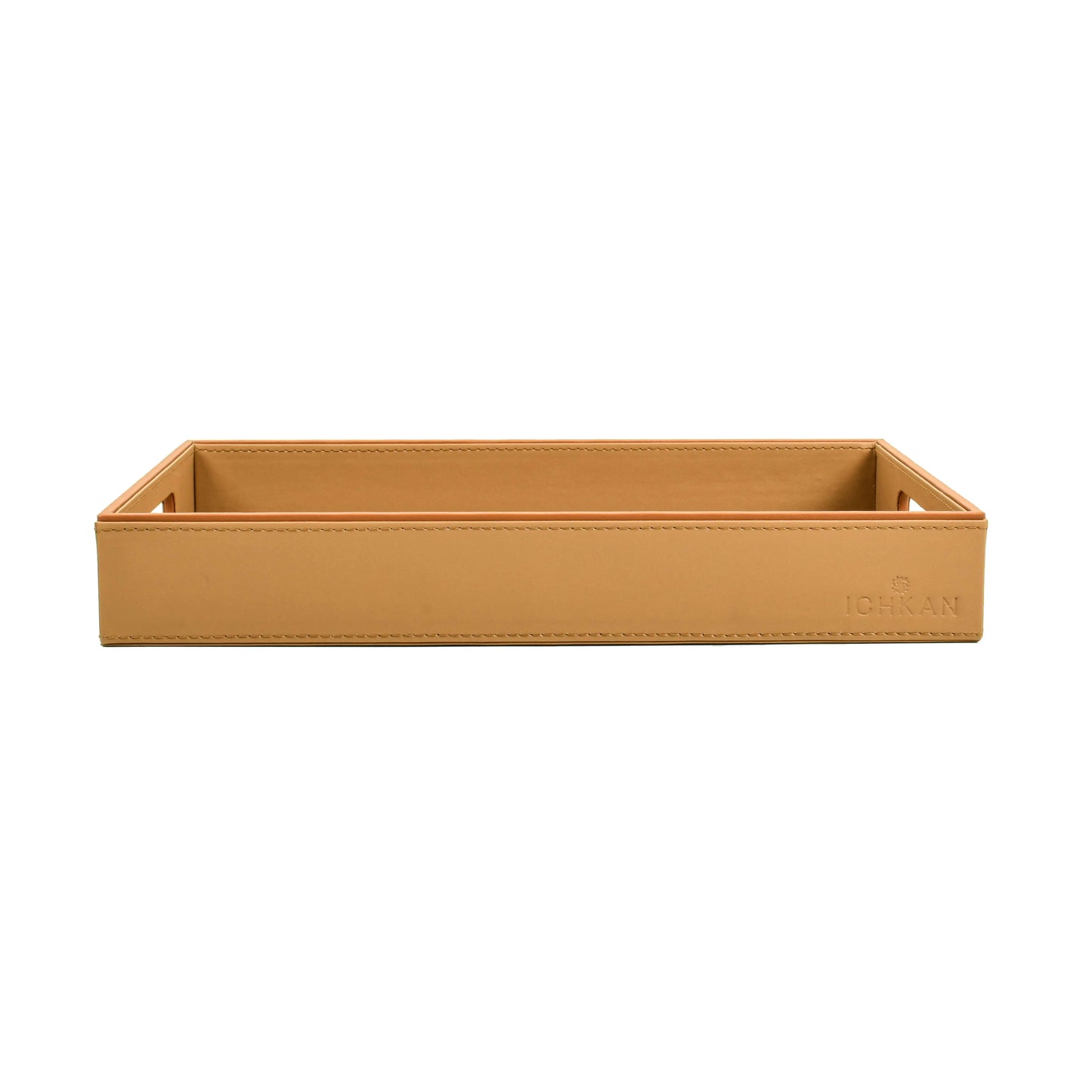 Leatherette Rectangle Serving Tray Large | Camel | Axis Ichkan