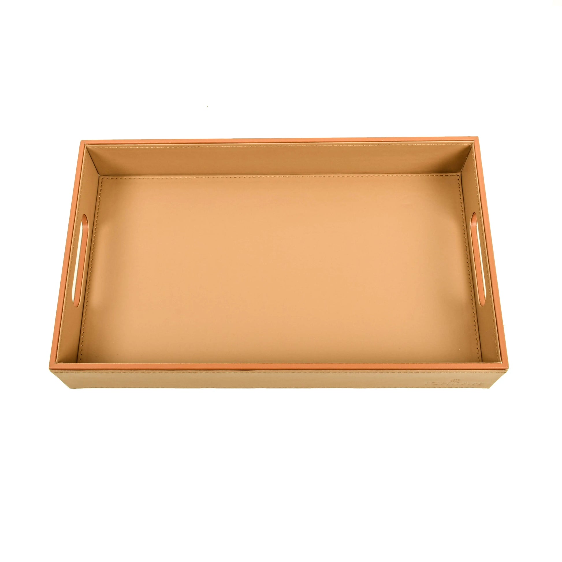 Leatherette Rectangle Serving Tray Set of 2 | Camel | Axis ICHKAN