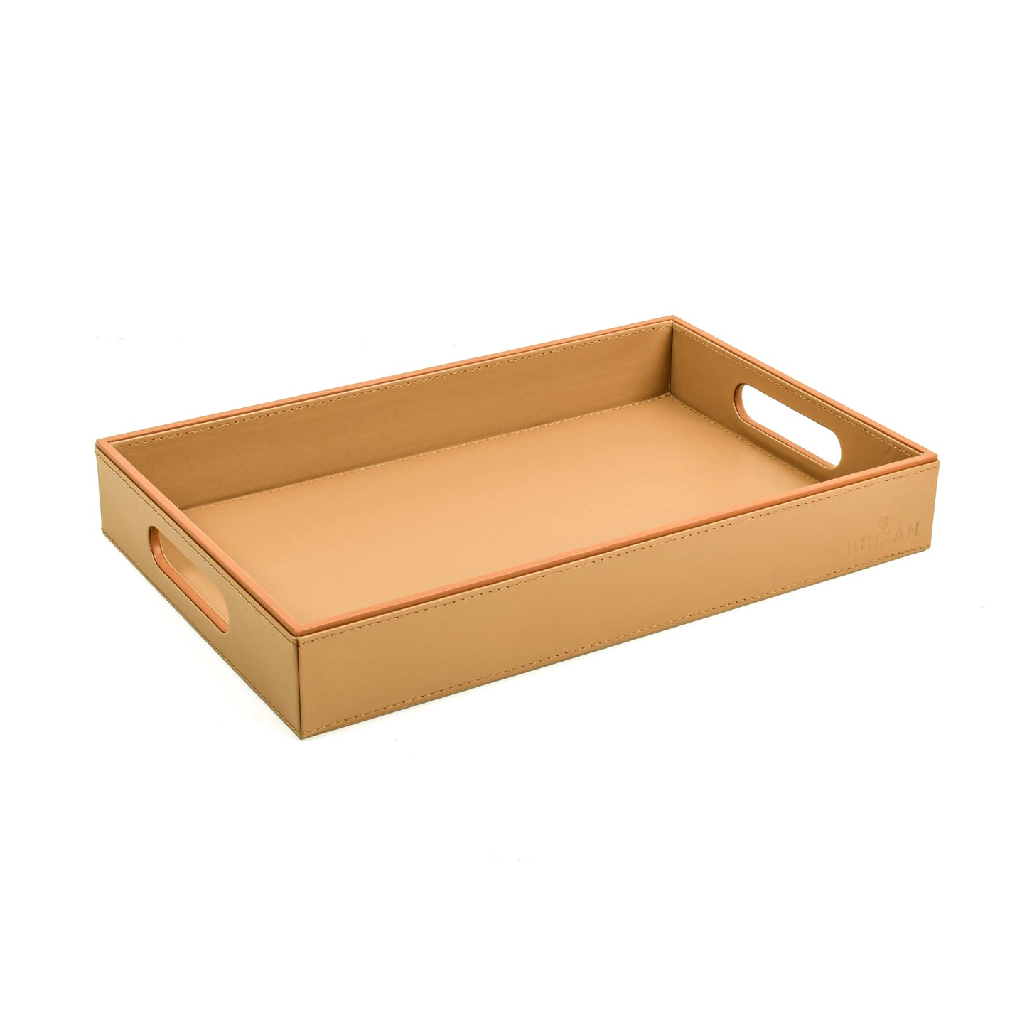 Leatherette Rectangle Serving Tray Large | Camel | Axis Ichkan