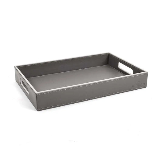 Leatherette Rectangle Serving Tray Set of 2 | Grey | Axis ICHKAN