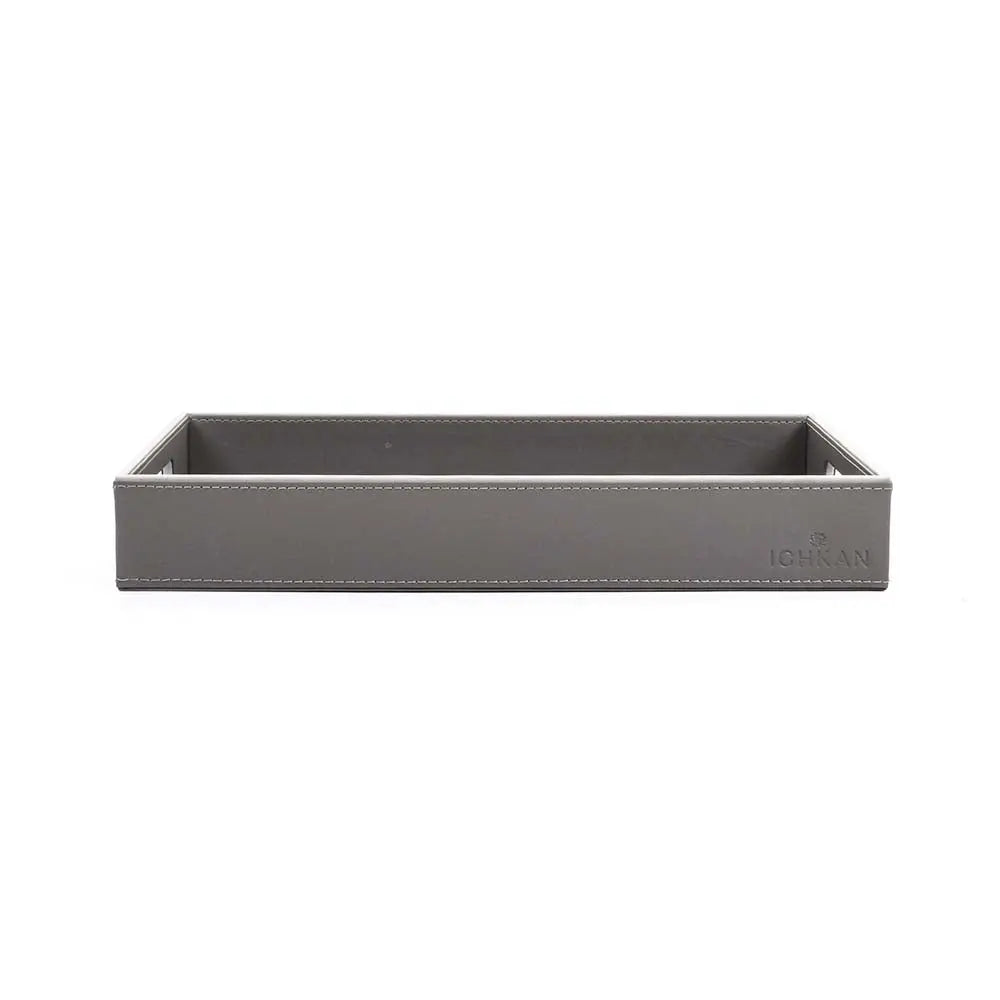 Leatherette Rectangle Serving Tray Small | Grey | Axis Ichkan