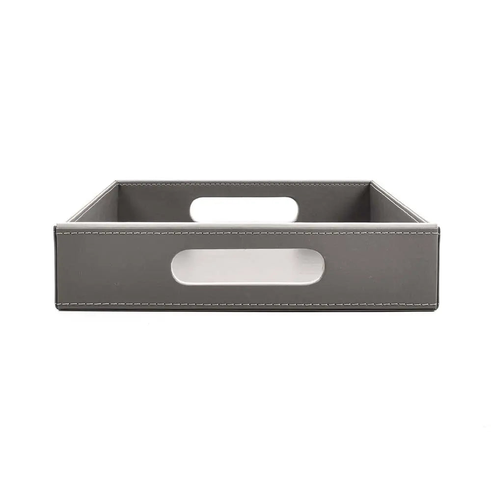 Leatherette Rectangle Serving Tray Set of 2 | Grey | Axis ICHKAN