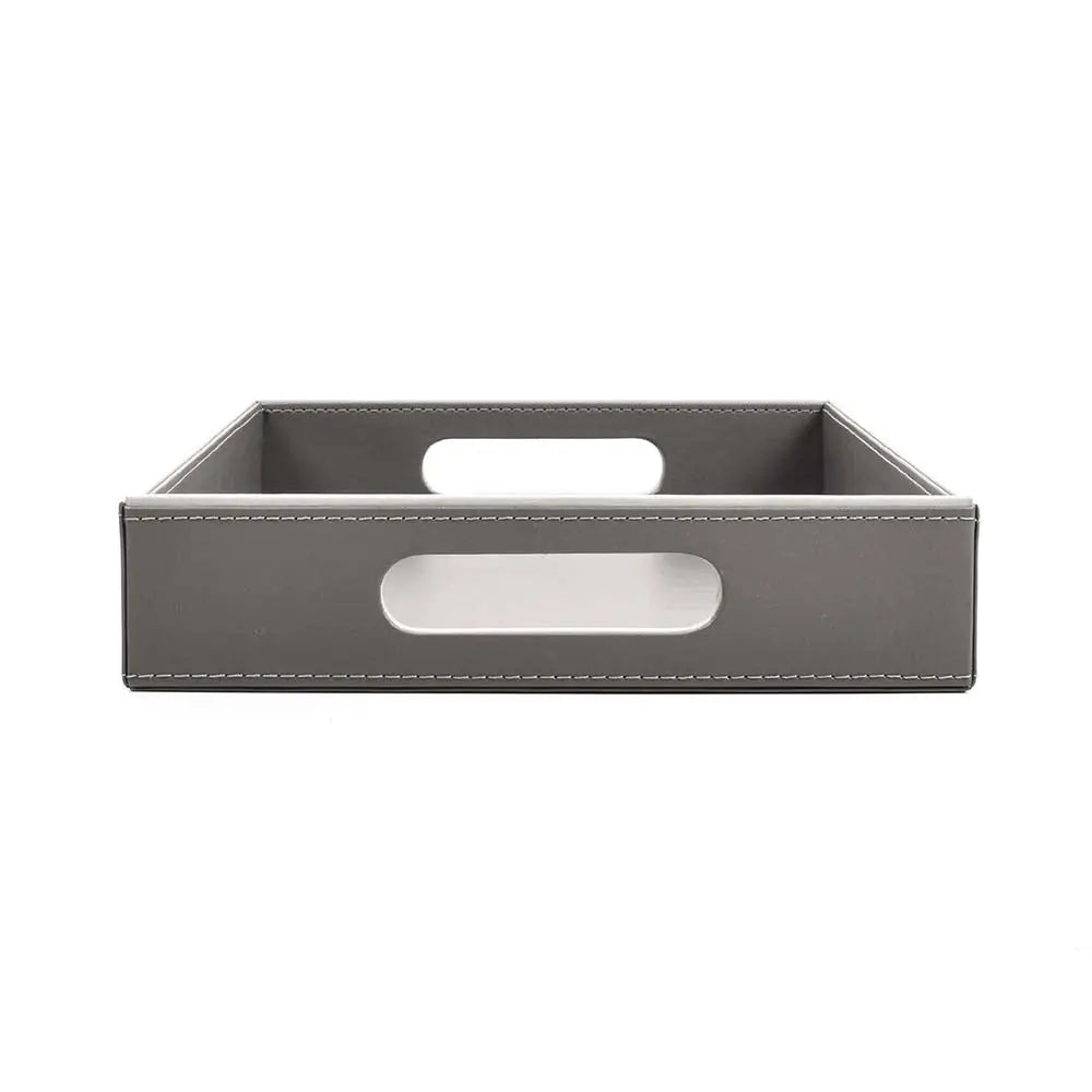 Leatherette Rectangle Serving Tray Small | Grey | Axis Ichkan