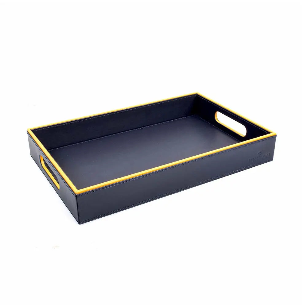 Leatherette Rectangle Serving Tray Small | Blue | Axis Ichkan