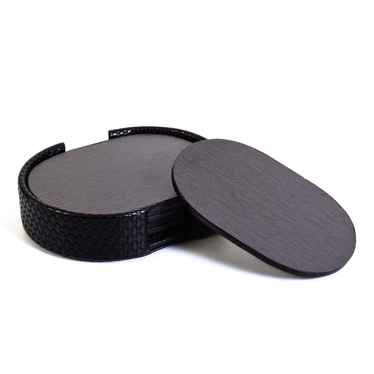 Leatherette Coasters Set of 6 | Black | Capsule Ichkan