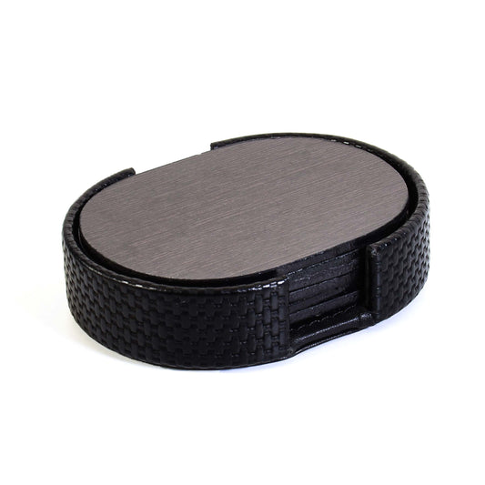 Leatherette Coasters Set of 6 | Black | Capsule Ichkan