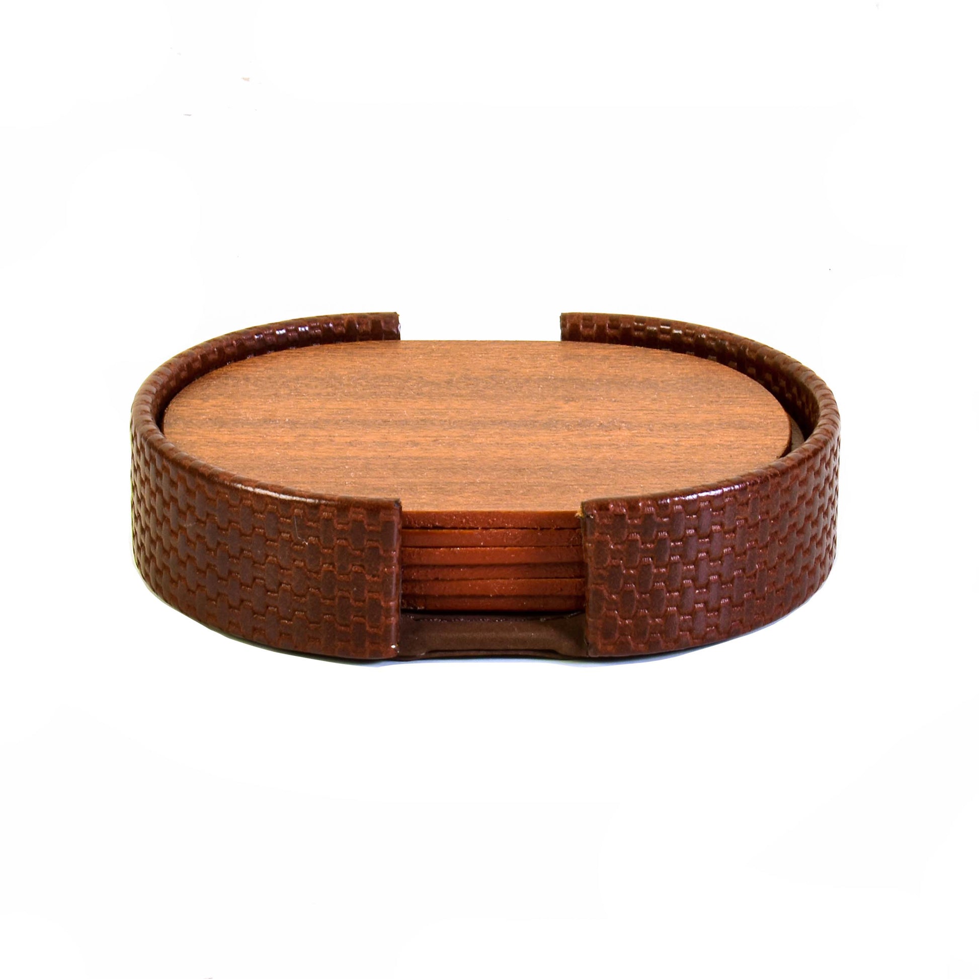 Leatherette Coasters Set of 6 | Brown | Capsule Ichkan