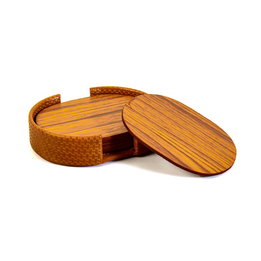 Leatherette Coasters Set of 6 | Tan | Capsule Ichkan