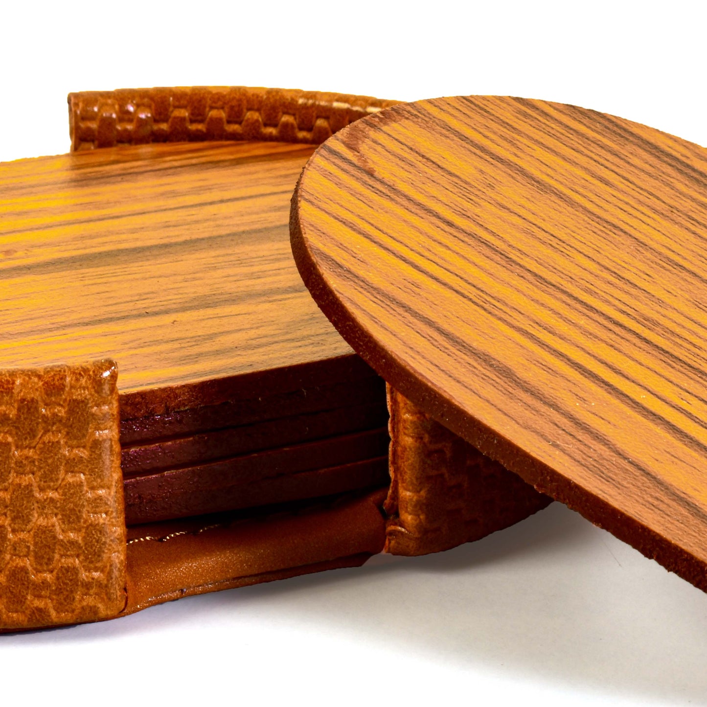 Leatherette Coasters Set of 6 | Tan | Capsule Ichkan